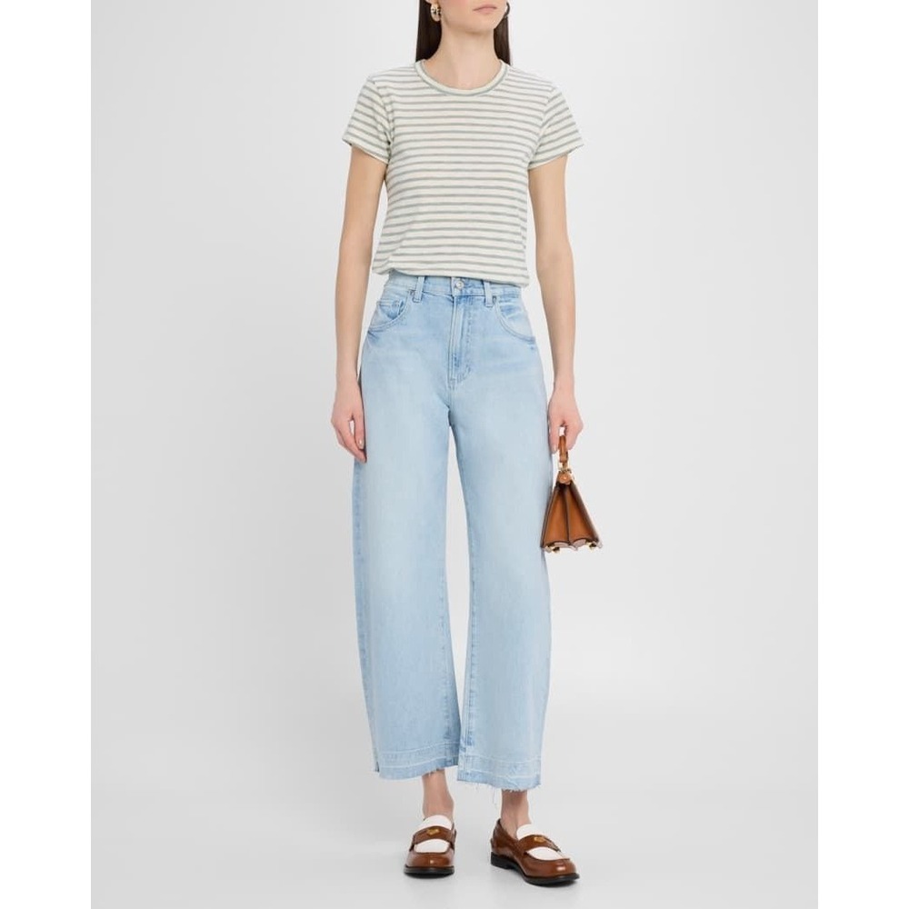 Paige Arellia Ankle High Rise Wide Leg Jeans Light Wash Blue 30